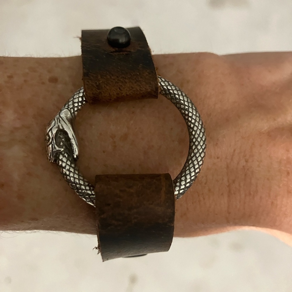 Infinity Snake Leather Cuff Bracelet